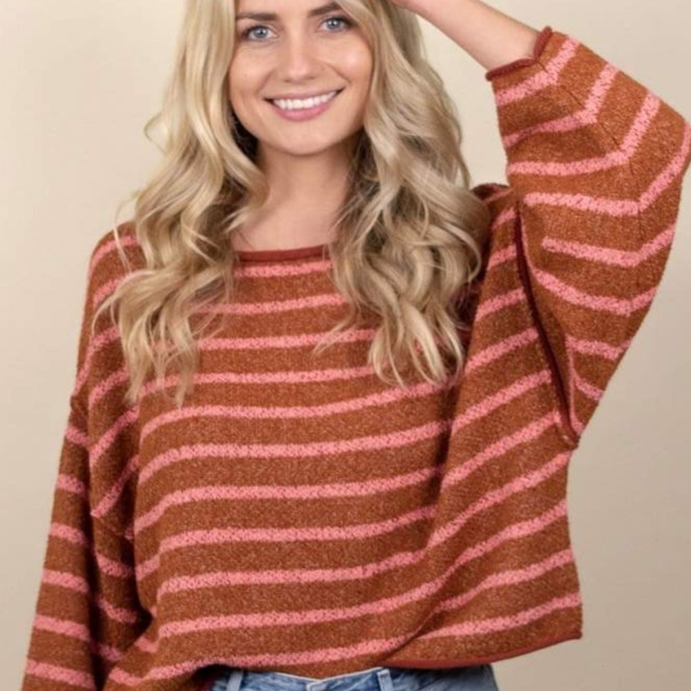 NWT Free People Bardot Stripe Sweater Z29-1 - Picture 2 of 6